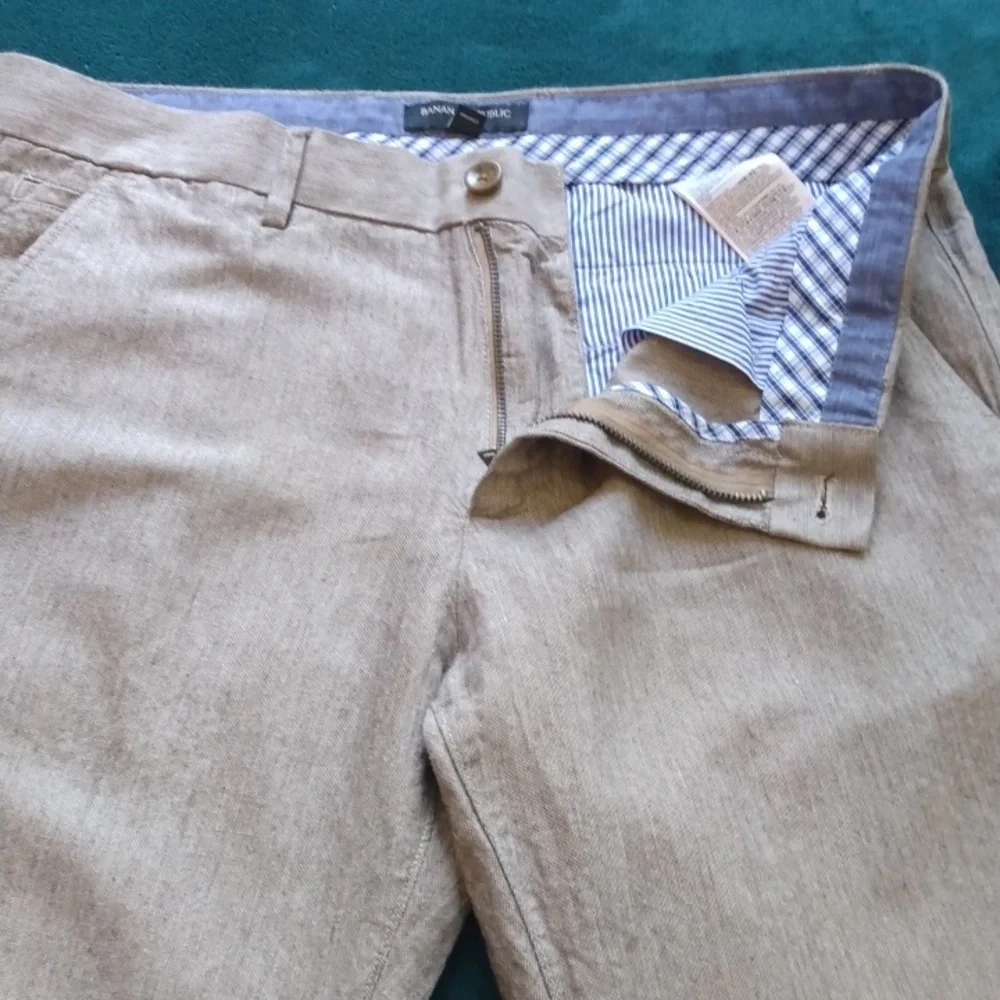 Banana Republic Light Brown Linen/Cotton Pants (Aiden Fit) 35 - 30.75
